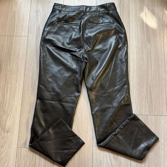 Aritzia Babaton Command Cropped Mid-rise Vegan Leather Black Trousers Size 8 - Picture 9 of 12
